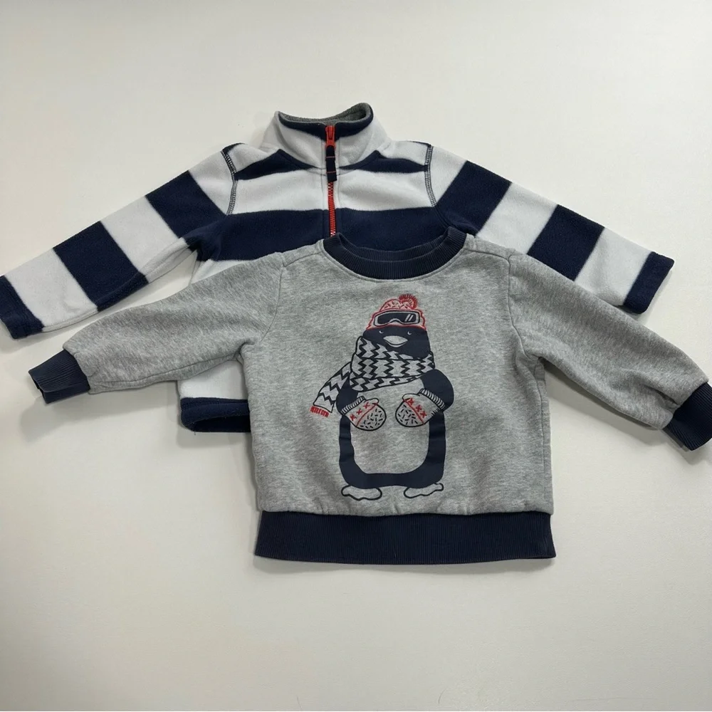 Carters Toddler Boys Bundle Christmas Holiday Sweaters Penguin Fleece Size 2T